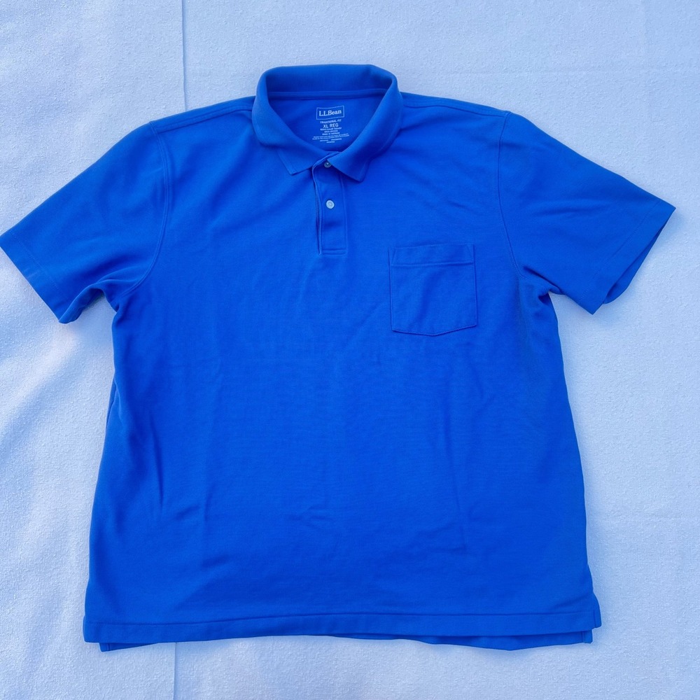 L.L. Bean Polo Shirt Men's XL Regular Blue 100% Cotton Traditional Fit